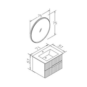 Moonlight 90 Cm Antrasit Banyo Dolabı Alt Modül Ve Lavabo