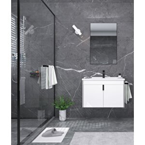 Trio 65 Cm Kapaklı Beyaz Banyo Dolabı Takımı