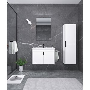 Trio 65 Cm Kapaklı Beyaz Banyo Dolabı Takımı