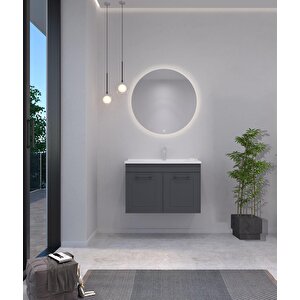 Limpo 100 Cm Mat Antrasit Kapaklı Banyo Dolabı Takımı