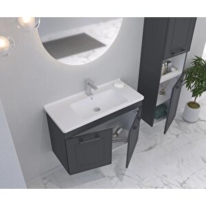 Limpo 100 Cm Mat Antrasit Kapaklı Banyo Dolabı Takımı