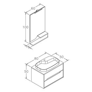 Galia 80 Cm Legnano Banyo Dolabı Takımı