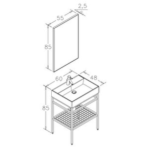 Orka Capetown 60 Cm Siyah Banyo Dolabı Takımı
