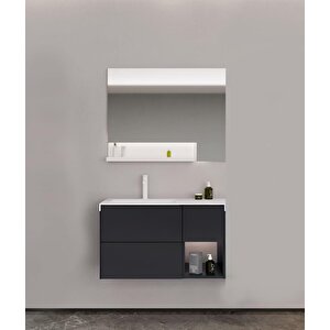 Milano 100 Cm Mat Antrasit Banyo Dolabı Takımı