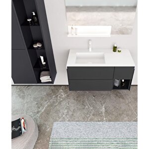 Milano 100 Cm Mat Antrasit Banyo Dolabı Takımı