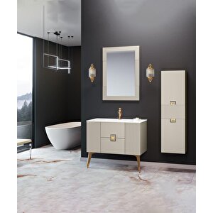Adria 120 Cm Mat Vizon Altın Vizon Banyo Dolabı Takımı
