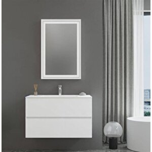 Nest 90 Cm Mat Beyaz  Banyo Dolabı Takımı