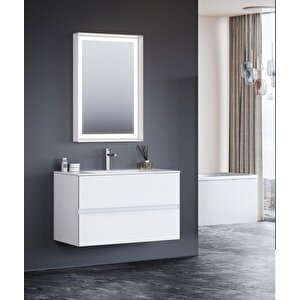 Orka Nest 90 Cm Mat Beyaz  Banyo Dolabı Takımı