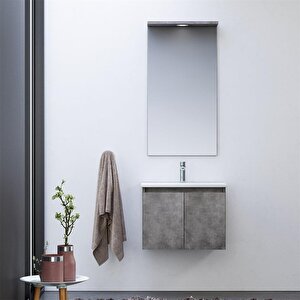 Sidney 60 Cm Gümüş Banyo Dolabı Takımı
