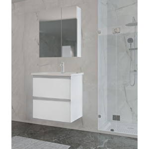 Terme 80 Cm Beyaz Çekmeceli Banyo Dolabı Takımı