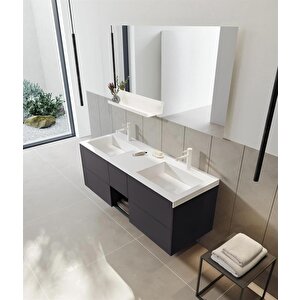 Orka Milano 140 Cm Mat Antrasit Banyo Dolabı Takımı