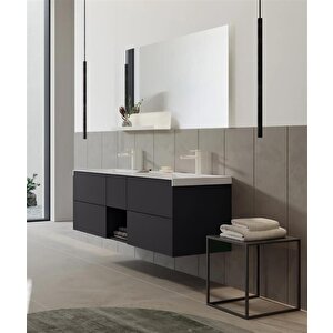 Orka Milano 140 Cm Mat Antrasit Banyo Dolabı Takımı