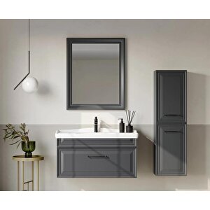Design 100 Cm Mat Antrasit Banyo Dolabı Takımı