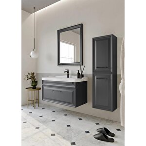 Design 100 Cm Mat Antrasit Banyo Dolabı Takımı