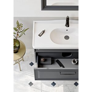 Orka Design 100 Cm Mat Antrasit Banyo Dolabı Takımı