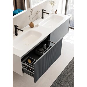 Cube 160 Cm Mat Antrasit Banyo Dolabı Takımı
