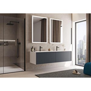 Orka Cube 160 Cm Mat Antrasit Banyo Dolabı Takımı