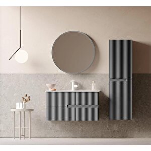 Moonlight 90 Cm Mat Gri Banyo Dolabı Takımı