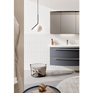 Orka Urla 110 Cm Parlak Antrasit Banyo Dolabı Takımı (ledli-dolaplı Ayna)