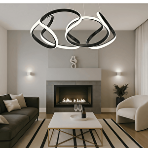 Siyah Power Beyaz Ledli Sarkık Ledli Avize Modern Led Avize