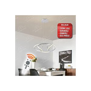 Gri Kumandalı 3 Renk Ledli Dimmerli Plafonyer Modern Ledli Avize