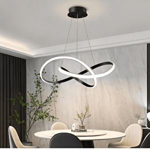 Siyah Ultra Power Beyaz Ledli Avize Sarkık Modern Led Avize