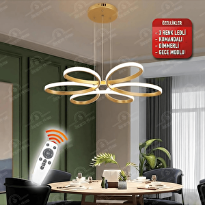 Eskitme Kumandalı 3 Renk Ledli Dimmerli Sarkık Modern Ledli Avize