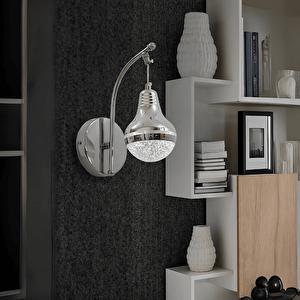 Krom 3 Renk Ledli Lüks Modern Sarkık Tekli Ledli Aplik