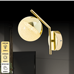 Gold 3 Renk Ledli Lüks Modern Tasarım Tekli Ledli Aplik