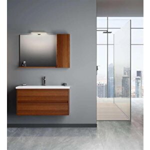 Düden 100 Cm Ceviz Banyo Dolabı Takımı