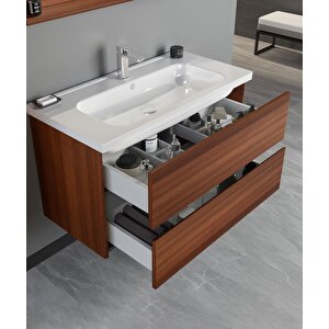 Orka Düden 100 Cm Ceviz Banyo Dolabı Takımı