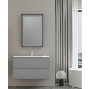 Nest 90 Cm Mat Gri  Banyo Dolabı Takımı