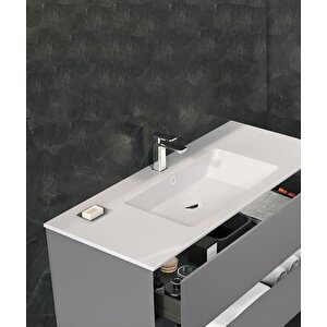 Nest 90 Cm Mat Gri  Banyo Dolabı Takımı