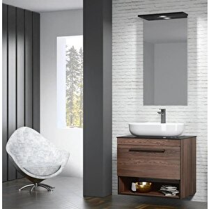 Knidos 70 Cm Navaro Ledli Ayna Banyo Dolabı Takımı
