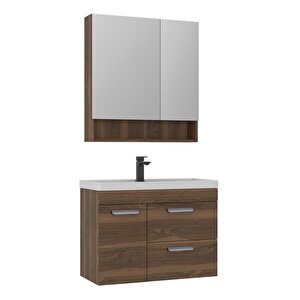 Nova 80 Cm Ceviz Banyo Dolabı Takımı