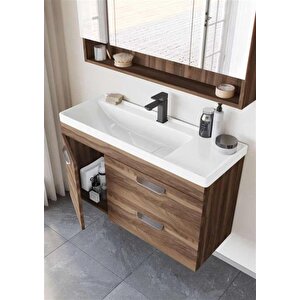 Nova 80 Cm Ceviz Banyo Dolabı Takımı