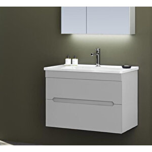 Varna 80 Cm Mat Gri Banyo Dolabı Alt Modül Ve Lavabo