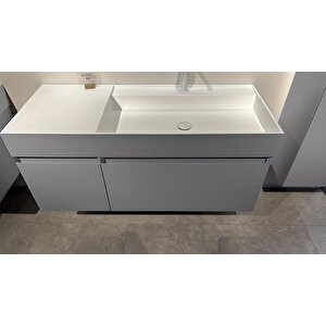 Lusso 120 Cm Mat Gri Ledli Ayna Banyo Dolabı Takımı