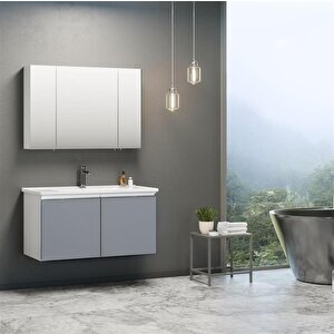 Terme 100 Cm Gri Kapaklı Banyo Dolabı Takımı