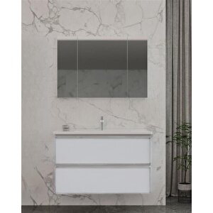 Terme 100 Cm Beyaz Çekmeceli Banyo Dolabı Takımı