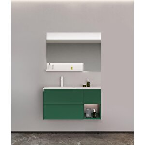 Milano 120 Cm Mat Yeşil Banyo Dolabı Takımı