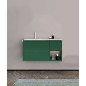Milano 120 Cm Mat Yeşil Banyo Dolabı Takımı