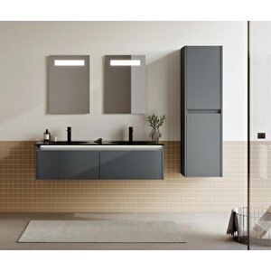 Lisbon 130 Cm Mat Antrasit Banyo Dolabı Takımı