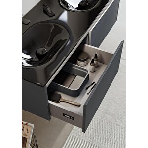 Orka Lisbon 130 Cm Mat Antrasit Banyo Dolabı Takımı
