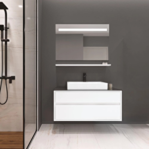 Verona 100 Cm, Beyaz, Banyo Dolabı Takımı (ledli Ayna)