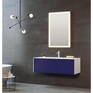 Cube 120 Cm Mat Lacivert Banyo Dolabı Takımı