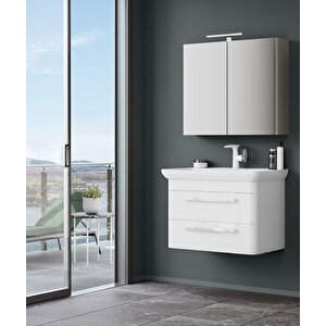 Rose 80 Cm Parlak Beyaz Banyo Dolabı Takımı