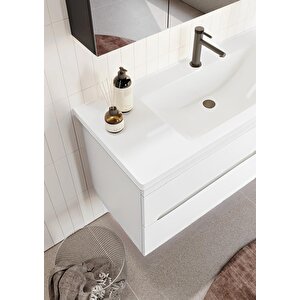 Varna 100 Cm Mat Beyaz Banyo Dolabı Alt Modül Ve Lavabo