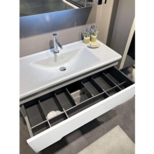 Orka Varna 100 Cm Mat Beyaz Banyo Dolabı Alt Modül Ve Lavabo