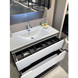 Orka Varna 100 Cm Mat Beyaz Banyo Dolabı Alt Modül Ve Lavabo